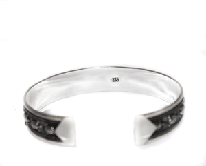 Plata de Ley 925 sólida, ajustable, negro, rodio y chapado en oro, brazalete de tortuga grabado, acabado oxidado, joyería Unisex - Product Image 6