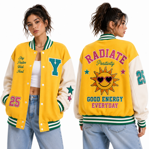 Blouson universitaire tendance streetwear avec patchs, coupe oversize, style Letterman, pour femmes et hommes, design 2026 - Product Image 1