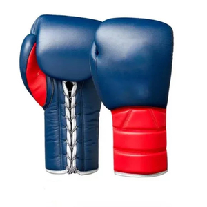 Gants de boxe en PU bleu et orange avec fermeture à lacets pour adultes, équipement d'entraînement et de sparring - Product Image 4