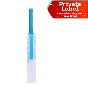 Bate de críquet profesional personalizado de color blanco y negro con pegatinas, bate de críquet de madera de sauce inglés con vetas limpias y rayas negras - Product Image 1