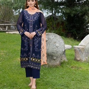 Ensemble shalwar kameez 2 pièces pour femmes grandes tailles, dernier design, logo personnalisé, robes de mariage, imprimé floral, broderie en dentelle - Product Image 1