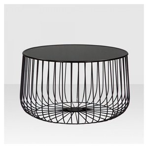 Luxury Handmade Marble Accent Coffee <b>Table</b> with Decorative <b>Iron</b> Stand - Product Image 3