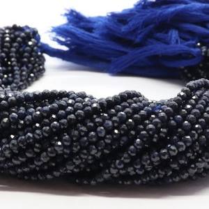 Cuentas Redondas Microfacetadas de Zafiro Azul Natural AAA de 3 mm, Cuentas de Zafiro Azul de 13 Pulgadas, Cuentas de Zafiro Facetadas para la Fabricación de Joyas - Product Image 3