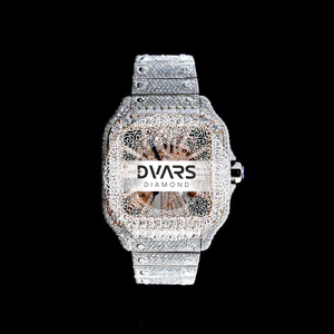Montre à quartz de luxe unisexe, étanche, avec cadran à aiguilles, bracelet en alliage 20mm 42mm, entièrement sertie de diamants, style hip-hop, haute qualité - Product Image 4