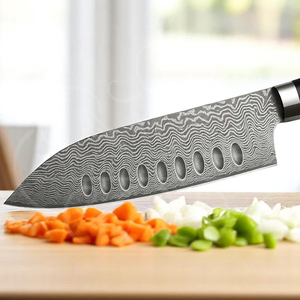 Couteau Santoku Damas Granton, couteau Damas haut de gamme, lame en acier Damas 67 couches pour une durabilité et une affûtation exceptionnelles - Product Image 5