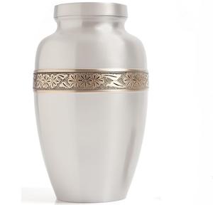 Urne funéraire de luxe en aluminium argenté Liliane Memorials - Urne de crémation pour cendres humaines, décorative, étanche, portable - Art déco - Product Image 3