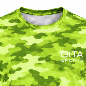 <b>Lime</b> <b>Green</b> Camo T <b>Shirt</b> Men Short Sleeve Crew Neck Camouflage Print Athletic Fitness Training Gym Workout Performance Sportswear - Product Image 3