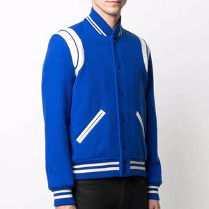 Custom High Quality Winter Wool Corduroy Varsity Bomber <b>Jacket</b> Men Stand Vintage Embroidery <b>Patchwork</b> Front Contrast Sleeve - Product Image 3