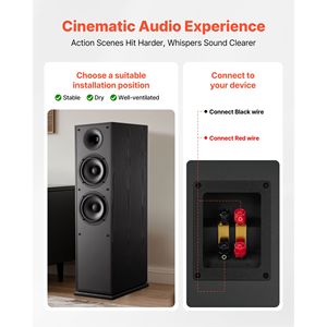 "2-Way Floor <b>Standing</b> Tower <b>Speakers</b> with 1 Tweeter & Dual 6.5 Woofers 400W Peak Power 65Hz-20kHz 100W Output App & Aux Support" - Product Image 6
