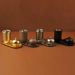 Bronze brown hammered metal incense burner <b>set</b> with tray luxury tabletop incense holder for home office meditation decor - Product Image 5