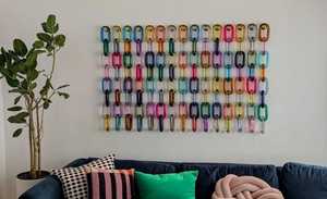 Décoration murale suspendue verticale en maillons de chaîne en résine, panneau artistique en acrylique à boucles, ornement d'intérieur pour escalier, chaîne en plastique emboîtable - Product Image 3