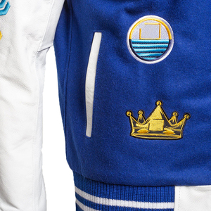 Good Supplier White Blue Contrast Color With Wholesale Rate New Arrival Best Quality Winter Men College Baseball Jackets - Product Image 6