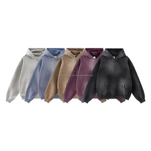 Sudaderas con Capucha Personalizadas para Hombre, Estilo Desgastado, Lavado Ácido, Bordadas, Talla Grande, Hombros Caídos, Lisas, Unisex - Product Image 2