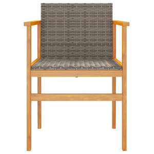 Chaise de jardin en bois d'acacia solide avec le rotin gris de PE et les biens en acier Poudre-enduits et élégants - Product Image 6