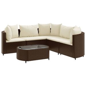 Ensemble de 5 canapés de patio marron crème pour la détente en jardin - Product Image 2