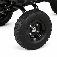 Chariot de jardin industriel à quatre roues en métal noir avec poignée en acier, plateforme mobile, chariot d'extérieur OEM GARWMW000