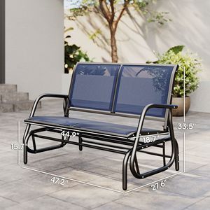 Dondolo a Doppia Seduta per Esterni, Comodo Divanetto a Dondolo da Giardino, Struttura in Acciaio, Design a Uovo, Blu Scuro, Materiale Metallico - Product Image 2