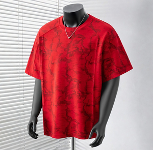 T-shirt surdimensionné pour homme à imprimé marbré noir, service de personnalisation de motifs, mode streetwear, vêtements hip-hop, matière douce et respirante - Product Image 1