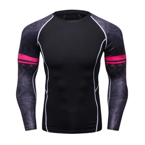 Mens Full Sleeve Rash Guard Black Blue Geometric Print Quick Dry Polyester Long Sleeve <b>Swim</b> <b>Shirt</b> Athletic Sports Training - Product Image 3