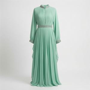 ชุดมุสลิมผู้หญิงแขนยาวเรียบง่ายคุณภาพสูงระบายอากาศได้ดี สไตล์อิสลามแบบอาบายะห์ คัฟตัน ผ้าฝ้ายทรงแม็กซี่ รับสกรีนโลโก้ - Product Image 1