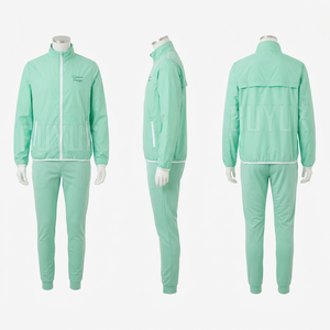Chándal Unisex Verde Menta, Manga Larga, Cierre de Cremallera, Corte Regular Informal, Poliéster, Bolsillos Laterales, Ropa de Primavera - Product Image 1