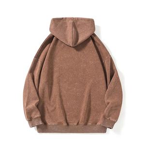 Vintage Acid Wash 450 Gsm Pullover Hoodie para hombres 100% algodón sólido Streetwear estilo Rhinestone detalle desgastado para invierno - Product Image 6