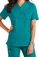Blouse d'hôpital unisexe verte à col en V en coton et polyester tissé, manches courtes, design personnalisé, haute qualité, avec broderie