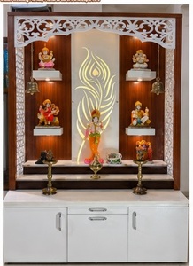 Designer Peacock Feather Cutting Temple Home Customized Buy Modern Wooden Pooja <b>Mandirs</b> At Factory Prices Teak Wood Pooja Ghar - Product Image 2