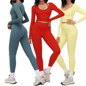Ensemble de yoga personnalisé pour femmes : soutien-gorge de sport sans couture et leggings athlétiques taille haute pour le fitness (vente en gros) - Product Image 5