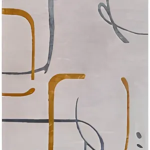 Alfombra de Diseño Geométrico Abstracto en Dorado y Gris, Diseño Moderno para Decoración de Sala de Estar - Product Image 4