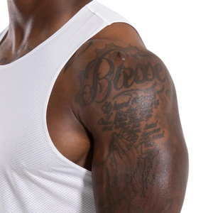 <b>Mens</b> Cotton Gym Tank Top Sleeveless Workout Stringer <b>Vest</b> Custom Logo Fitness Training Athletic Muscle Shirt <b>White</b> Color - Product Image 3