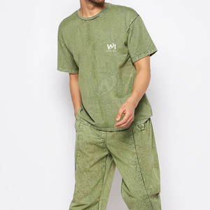 Créez votre propre logo imprimé sur des t-shirts pour hommes en coton 100% effet délavé, coupe ample, style décontracté, dernier design de t-shirt effet délavé pour hommes - Product Image 5