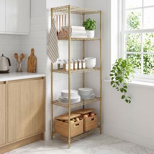 Espositore Regolabile a 5 Livelli 54*29*150cm in Ferro Preassemblato con Struttura Deformabile e Piedini Regolabili - Product Image 1