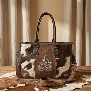 Western Cowhide Leather Tote Bag for Women Genuine Hair On Hide Handbag with Adjustable <b>Shoulder</b> <b>Strap</b> - Product Image 5