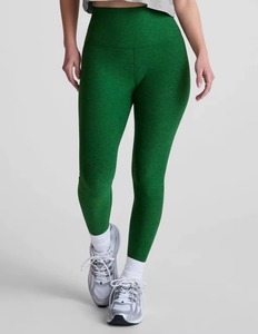 Conjuntos de verano al por mayor para mujer, color verde heather, OEM, conjunto de 2 piezas, leggings de cintura alta midi sin costuras externas y cintura superpuesta. - Product Image 3