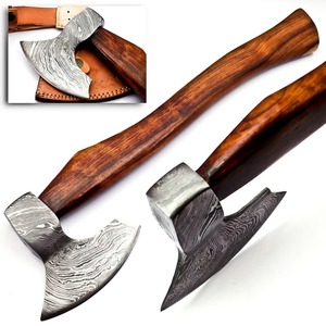 Hache en acier Damas forgée à la main avec manche en bois, pour la survie en plein air et la chasse. Hache en acier Damas à vendre à bas prix. - Product Image 4