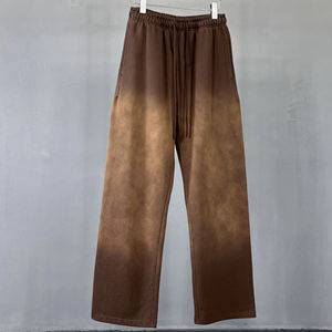 Pantalones de chándal ligeros, casuales, holgados, de pierna recta, oversize para hombre, de felpa francesa de algodón, con logotipo personalizado, lavados - Product Image 3