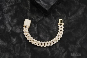 Round Brilliant Cut Diamond <b>Charm</b> Bracelet 14K Gold Plated Unisex Hiphop Filled Diamonds Fancy Light D Color Jewelry GIA - Product Image 5