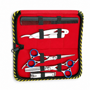 Kit de ciseaux de barbier professionnels en acier inoxydable avec lame tranchante, design pour droitiers et manche long - Product Image 5
