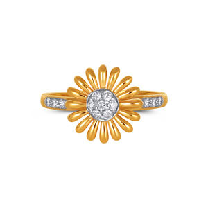 Solid Yellow Gold <b>Daisy</b> Ring with Diamonds Intricate Petal Design Elegant Floral Jewelry - Product Image 3