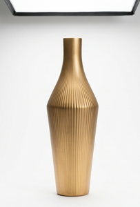 Vase à fleurs moderne en métal doré, centre de table vertical cannelé de luxe, récipient décoratif pour la maison, l'hôtel, vente en gros - Product Image 4