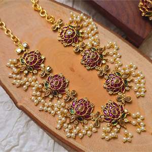 Kemp Floral Gold-Plated Zircon Bridal Jewelry Set-Designer Luxury Earring and Necklace Combo - Product Image 2