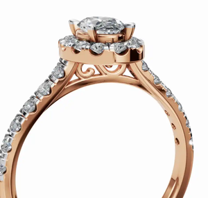 <b>Circle</b> Of Dreams Oval Halo Lab Grown Diamond <b>Ring</b> 0872 Carat Total Weight With 26 Brilliant Stones In Fine Gold Setting - Product Image 3