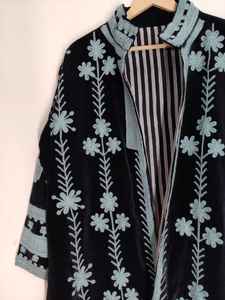 Suzani Embroidered Velvet Coat <b>Jacket</b> Unique Handmade Vintage <b>Jacket</b> Floral Suzani <b>Jacket</b> Pure Velvet Long coat Boho & <b>Hippie</b> - Product Image 2