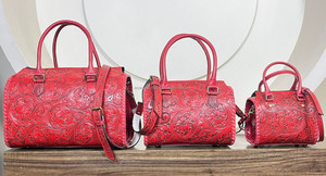 Ensemble de 3 sacs de voyage en cuir repoussé de qualité supérieure, fabriqués en usine, en cuir de vachette, pour la nuit et le week-end, unisexe, sacs Speedy - Product Image 4
