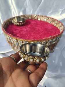 Plato de terciopelo de diseño para pooja, navratri, aarti, pua divino, plato ritual, shubh thali - Product Image 4