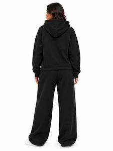 Full <b>Zip</b> Jacket Tracksuit Set Premium Hooded Sweatshirt Wide Leg Matching <b>Trouser</b> Wholesale Winter Autumn Streetwear Custom Logo - Product Image 2