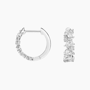 Pendientes de Aro de Oro Blanco con Diamantes, Corte Brillante Redondo, Color G, Cultivados en Laboratorio, Certificados, Joyería Clásica para Mujer - Product Image 1