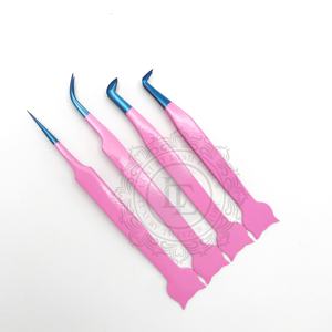 Vente chaude Pince à cils en acier inoxydable de haute qualité Rainbow Point Rose foncé Durable Plain Grip Logo Privé Option - Product Image 5