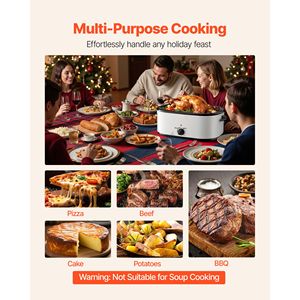Forno Elettrico da Appoggio 26QT con Temperatura Regolabile 150-450°F, Teglia per Arrosto con Manico Antiscottatura, Cottura Rapida, Forno per Arrosto di Tacchino Visibile - Product Image 6